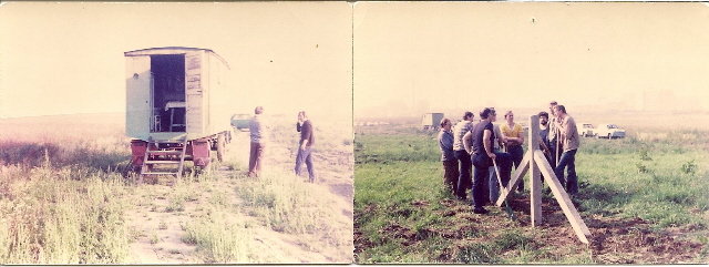 Bauleitung 1988 (links), Der erste Zaunpfahl (rechts)